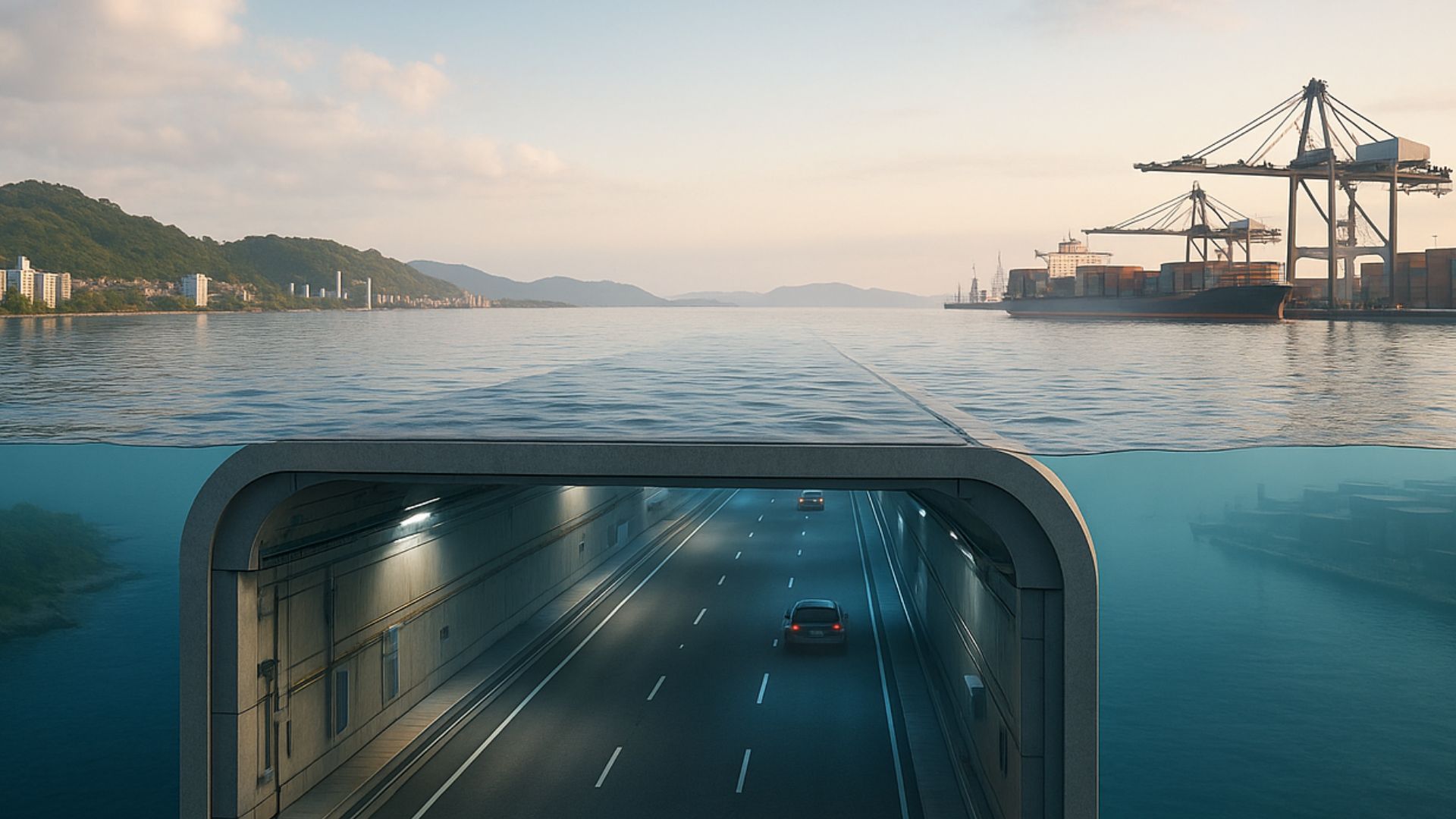 Mota-Engil investe R$ 6,8 bilhões no túnel Santos-Guarujá, primeira ligação submersa do Brasil sob o mar. Obra muda o futuro do litoral paulista.