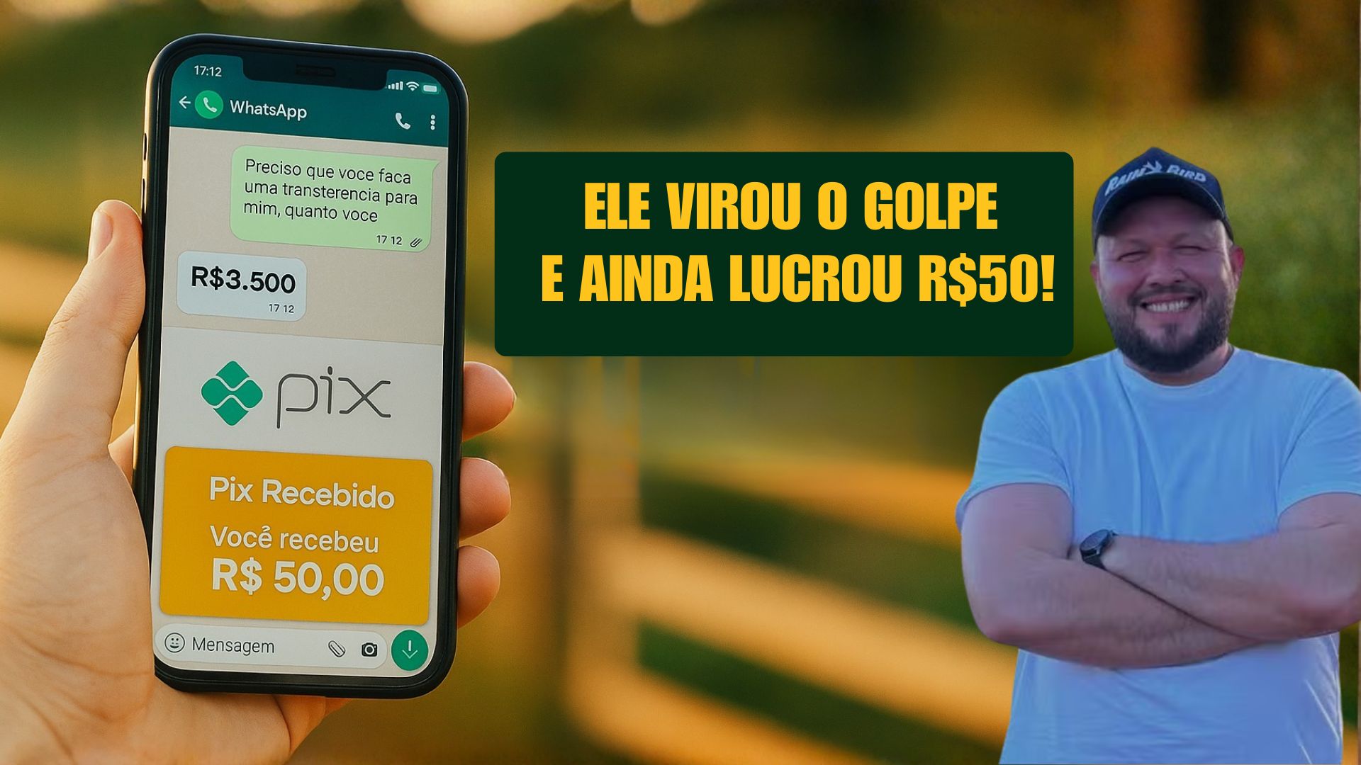 Agricultor percebe golpe no WhatsApp, engana o estelionatário, recebe R$ 50 no Pix e viraliza nas redes sociais com vídeo surpreendente.