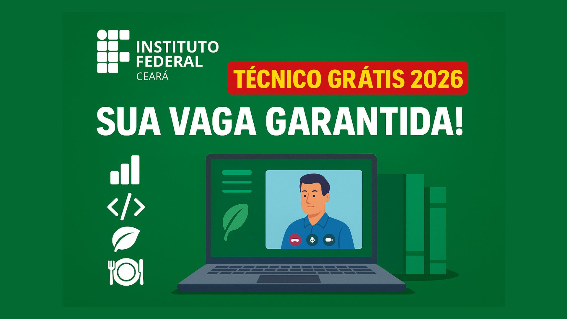 Vagas gratuitas em cursos técnicos EaD no IFCE para quem já concluiu o ensino médio. Inscrições online até 29/10/2025.