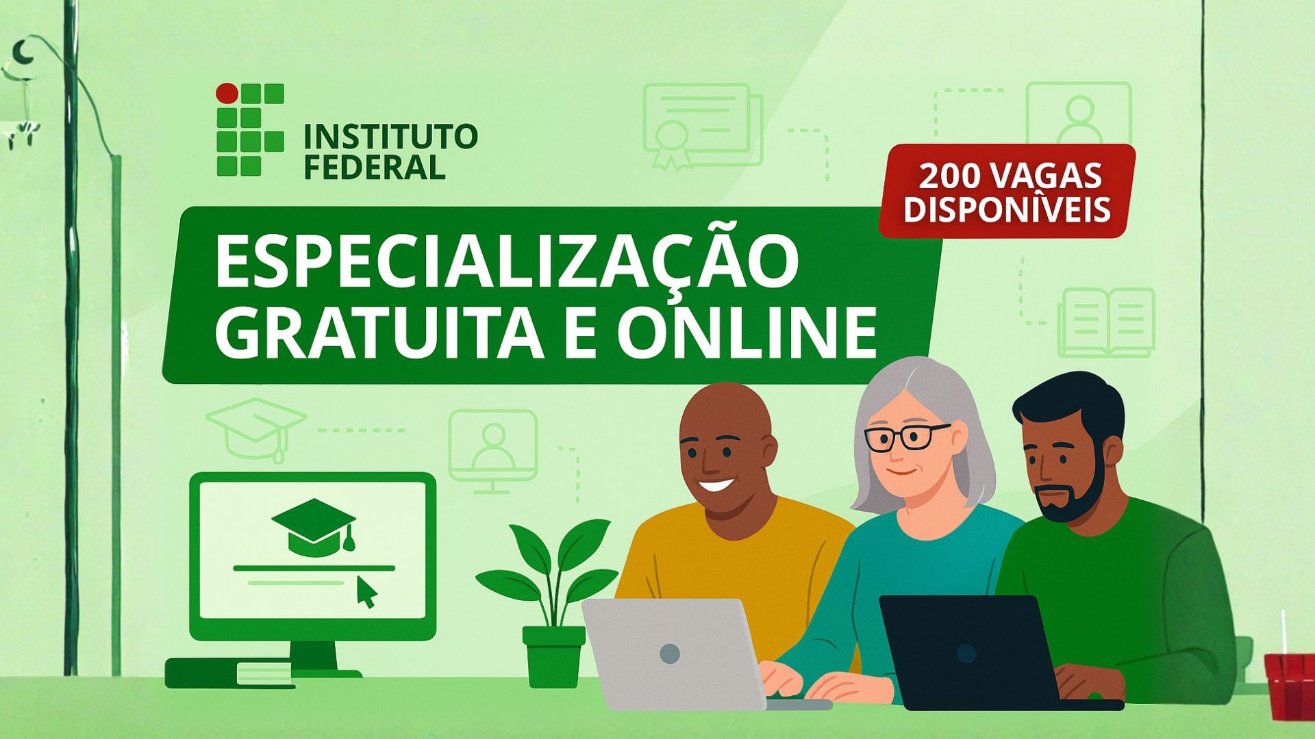 IFRO abre 200 vagas em especialização gratuita e online em Educação de Jovens e Adultos com foco em alfabetização, diversidade e inclusão.