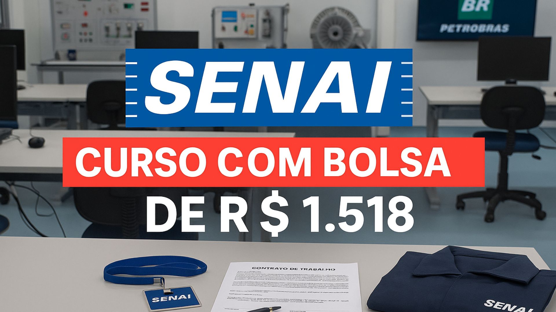 Senai oferece cursos técnicos gratuitos com salário de R$ 1.518, benefícios da Petrobras e certificado reconhecido pelo MEC.
