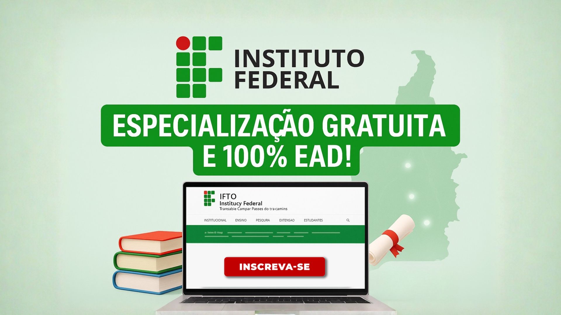 IFTO abre 402 vagas em especialização gratuita e EAD em gestão escolar. Curso de 360h com inscrição rápida e sem prova.
