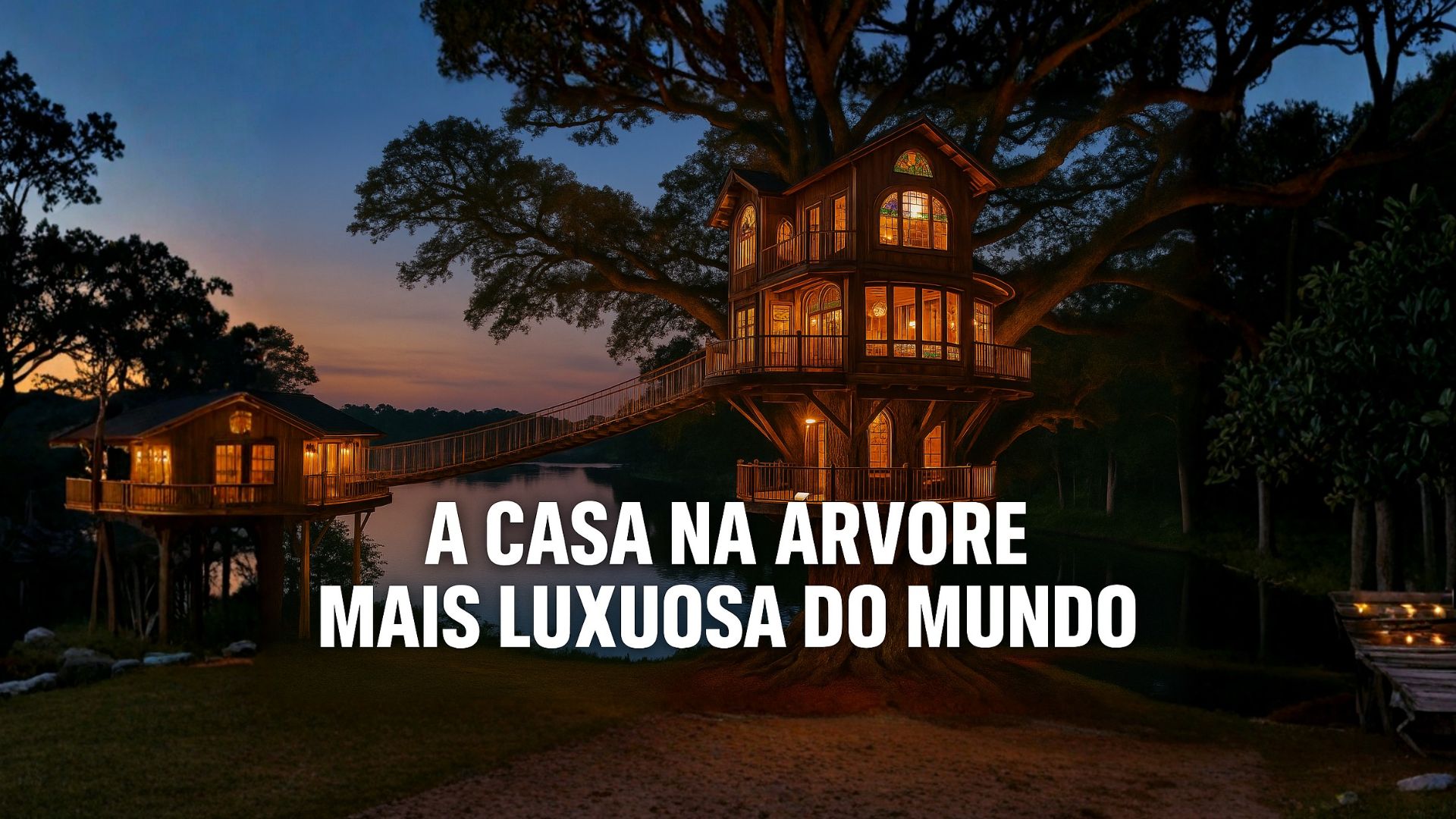 Casa na árvore mais luxuosa do mundo tem três andares, ponte de 20 metros e foi construída sobre um carvalho de 30 metros.