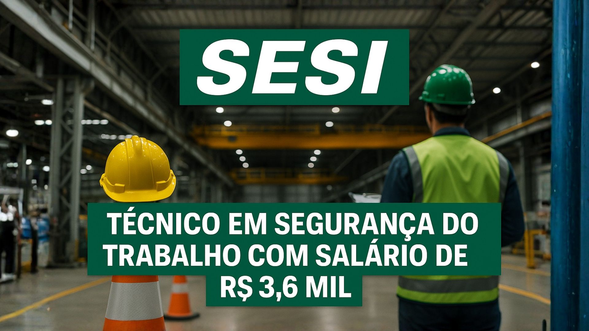 Vaga para técnico em segurança do trabalho no Sesi/FIESC em Florianópolis oferece salário de R$ 3,6 mil, plano Unimed e PPR.