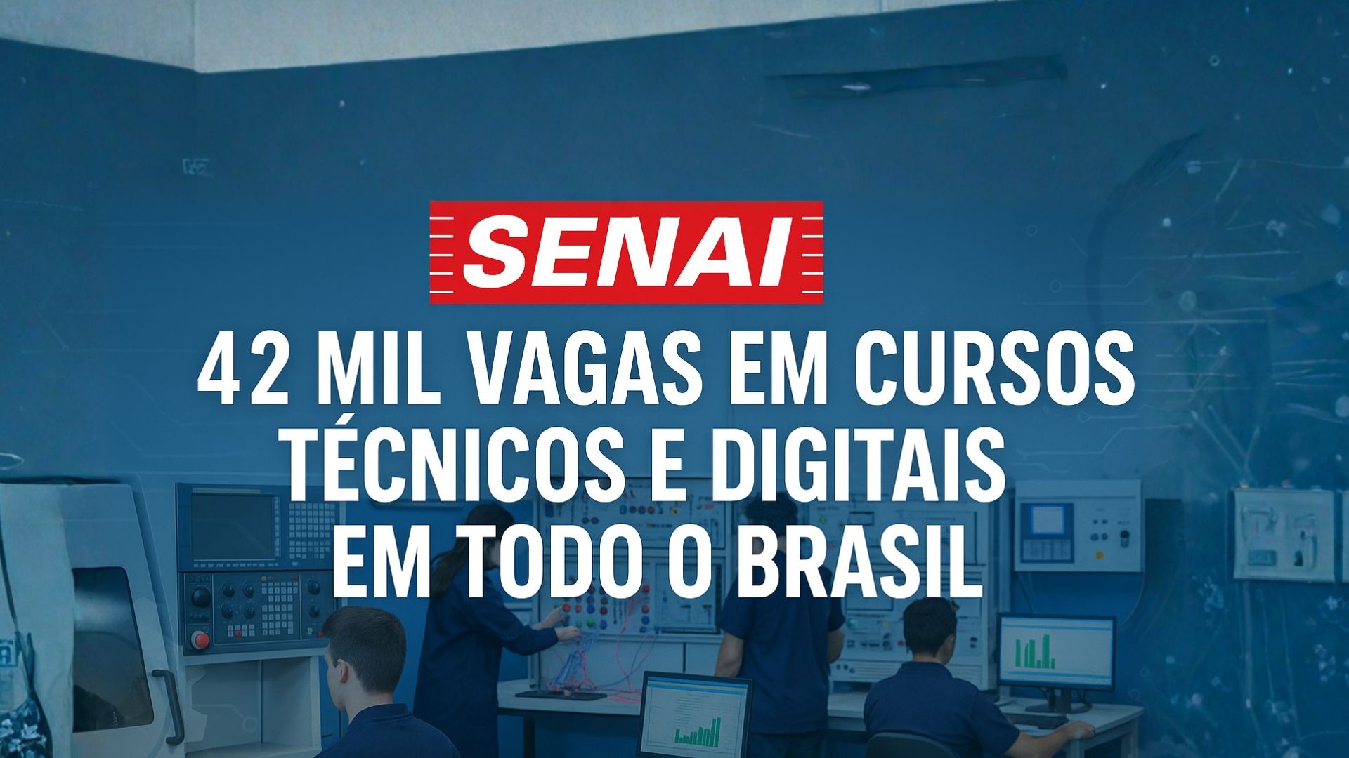 Senai abre mais de 42 mil vagas em cursos técnicos e digitais em todo o Brasil. Veja áreas disponíveis e como se inscrever.