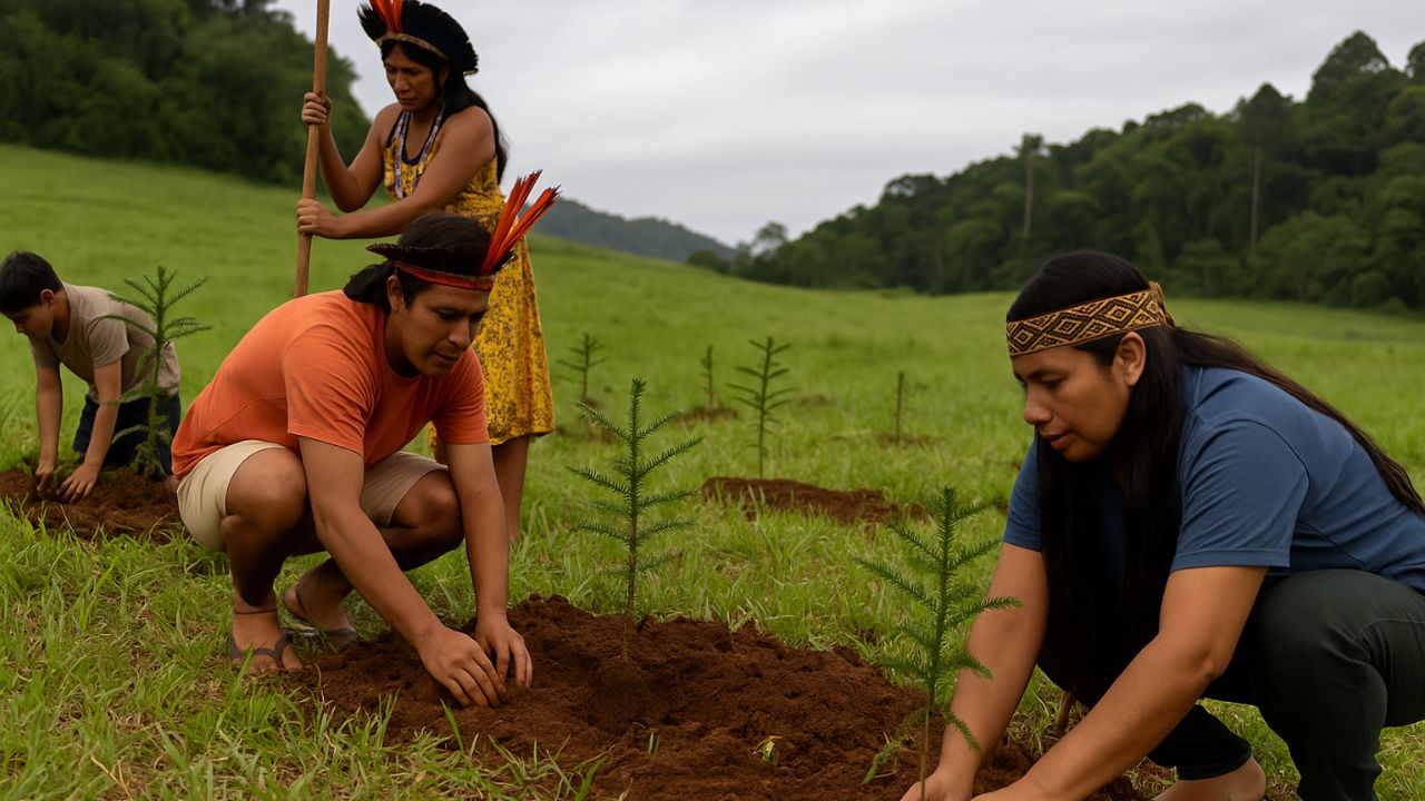 Instituto Zág, criado pelos indígenas Laklãnõ/Xokleng, já plantou 130 mil araucárias em SC e quer chegar a um milhão.