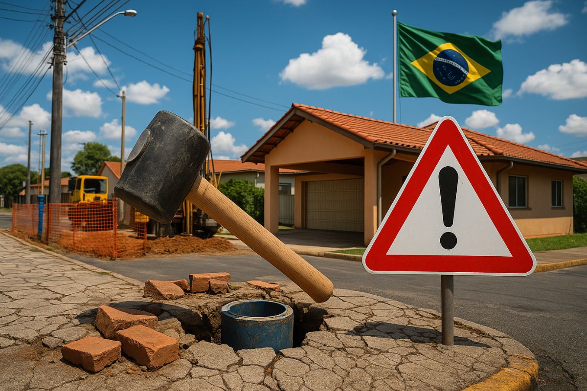 Multa pesada em obras pode vir por poço artesiano irregular, calçada fora do padrão, telhado na garagem ou falta de área permeável; entenda riscos.