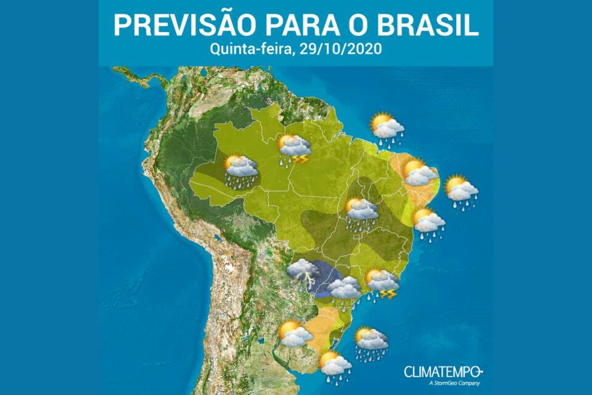 Meteorologistas alertam para chuva forte e frente fria que mudam o clima no Brasil. Veja a previsão do tempo hoje e os contrastes entre calor e frio.