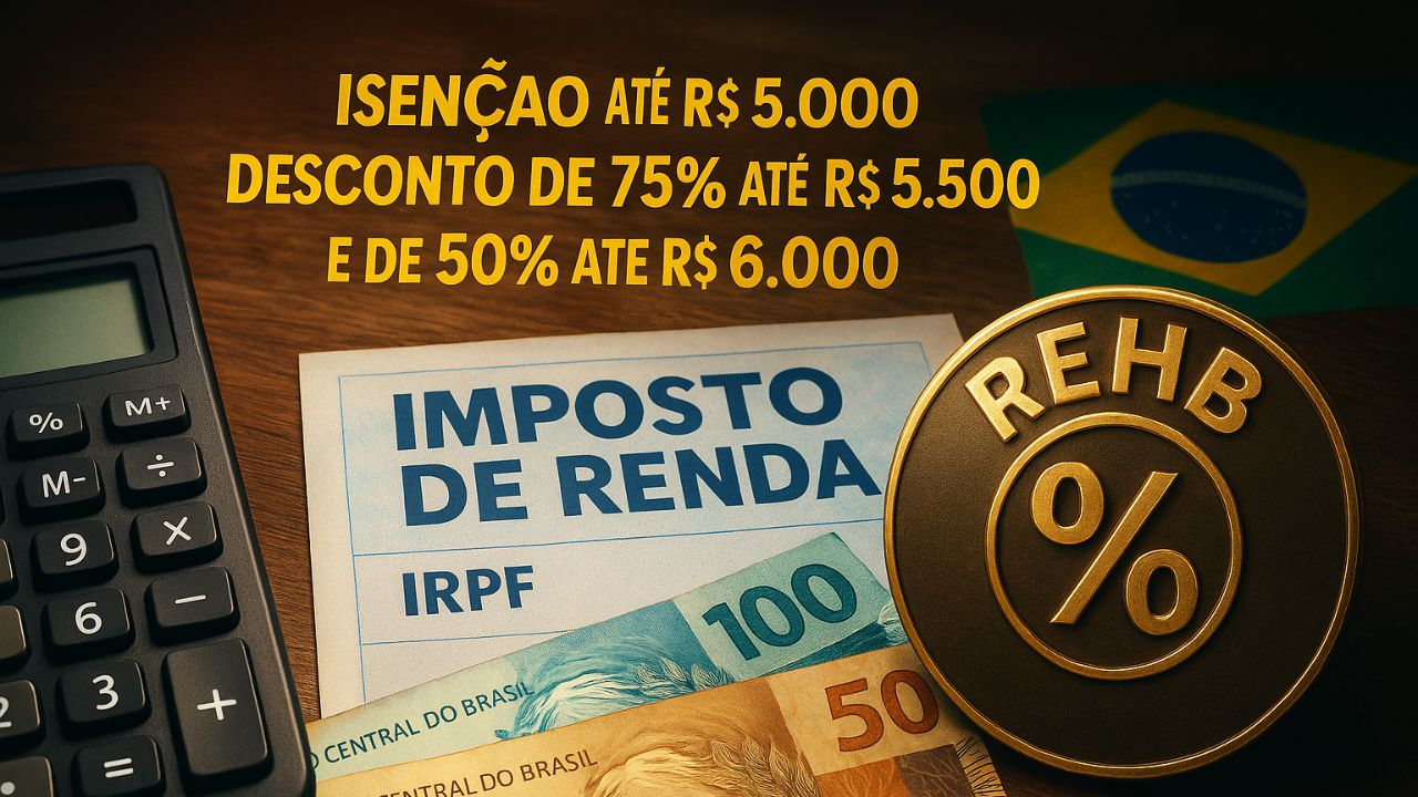 Tabela do IR muda: isenção até R$ 5 mil, desconto de 75% até R$ 5.500 e de 50% até R$ 6.000, diz projeto