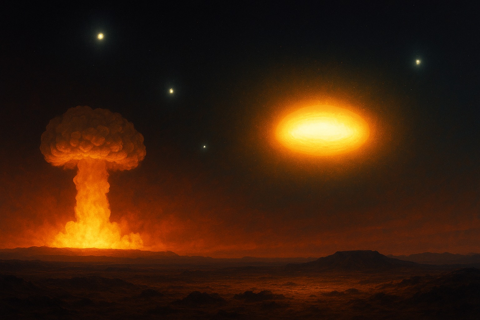 Pesquisa inédita revela correlação entre OVNIs e testes nucleares, indicando aumento de 45% em fenômenos luminosos durante explosões atômicas históricas