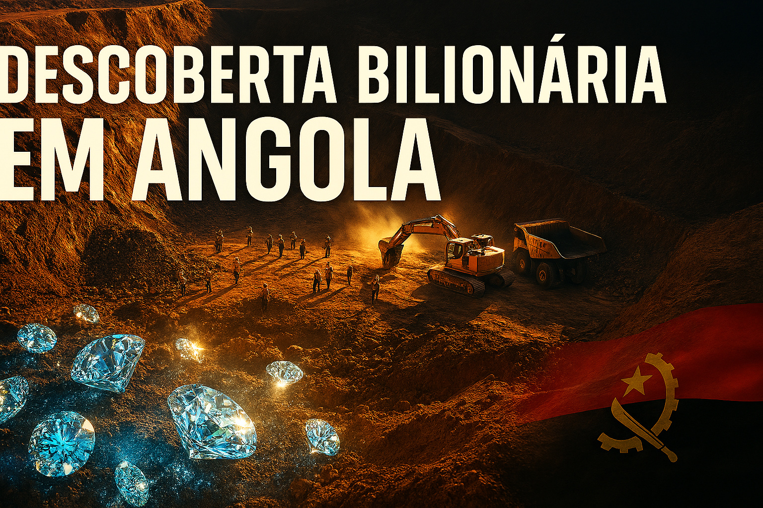 Em 2023, trabalhadores encontram mina de diamantes com 628 milhões de quilates em reservas, avaliada em bilhões de dólares, e colocam Angola entre os três maiores polos de diamantes do mundo