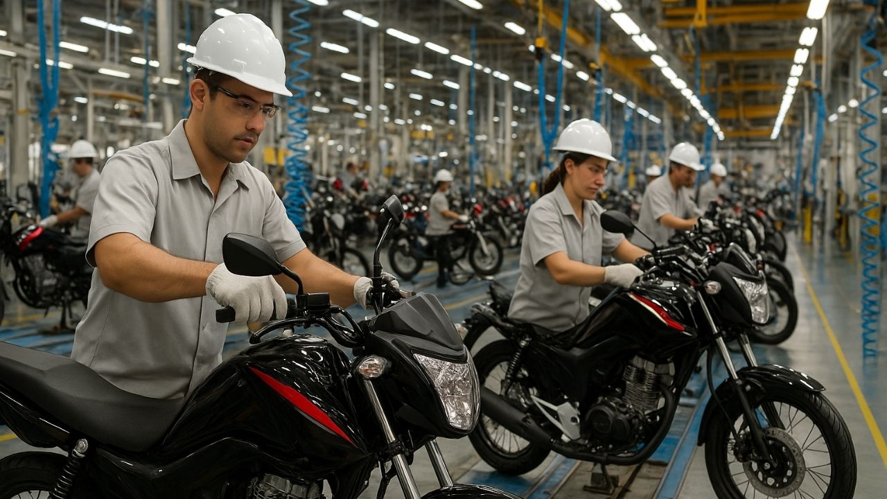 Produção de motos no Brasil deve crescer 11,5% em 2025, chegando a 1,95 milhão de unidades — o melhor resultado desde 2011, aponta Abraciclo.