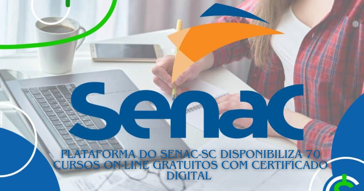 Senac Empresas libera 70 cursos EaD gratuitos com certificado digital para capacitação em IA, marketing e segurança do trabalho. (Imagem: Reprodução/Canva)