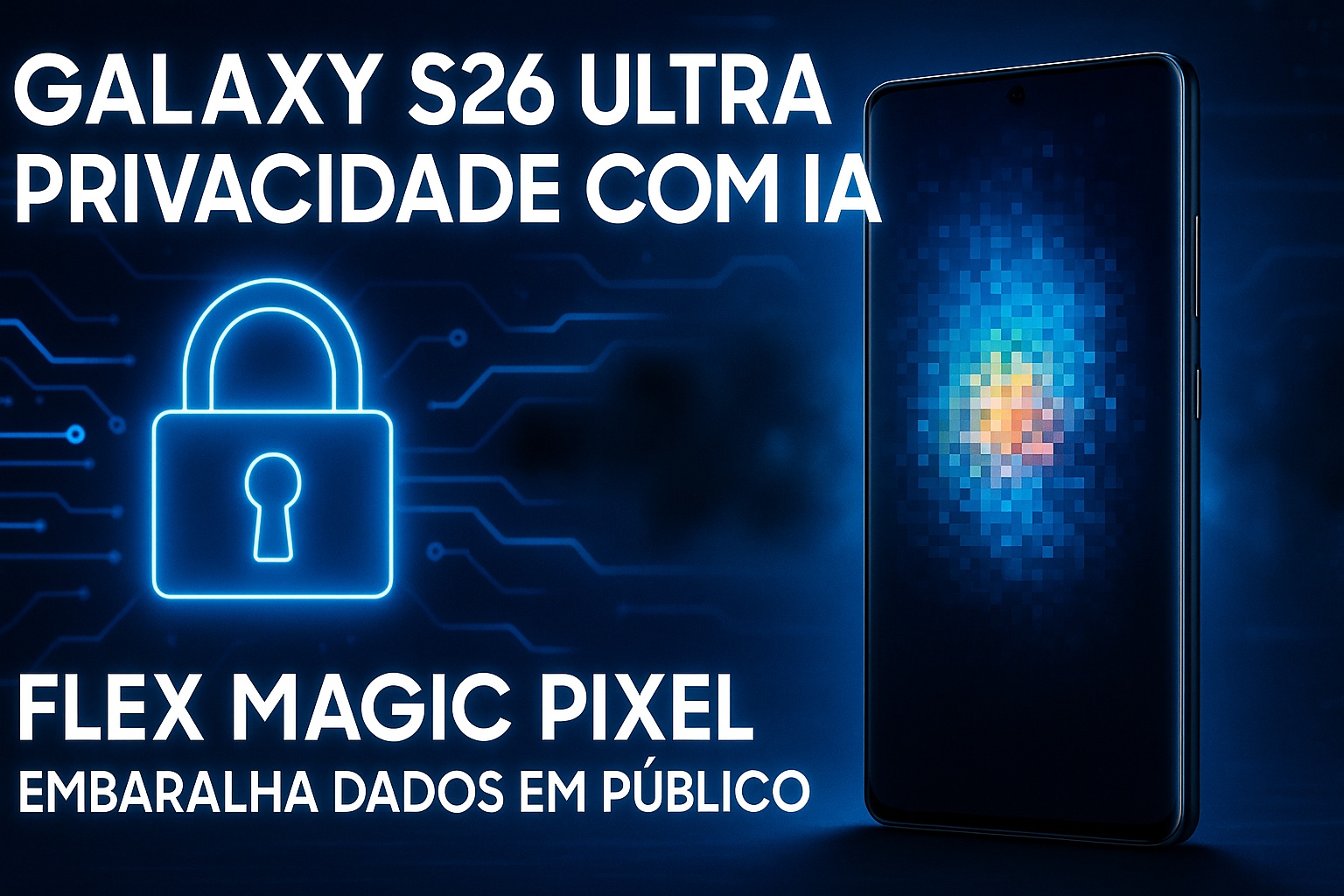 Galaxy S26 Ultra traz tecnologia inédita com IA: novo menu de privacidade usa o Flex Magic Pixel para embaralhar dados em público e bloquear olhares curiosos