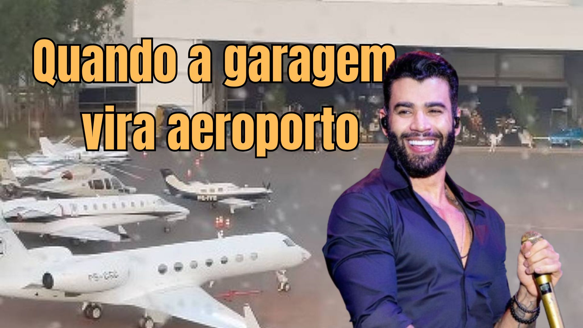 Aviões de luxo e helicóptero estacionados na fazenda de Gusttavo Lima durante evento da Balada Music em Goiás.