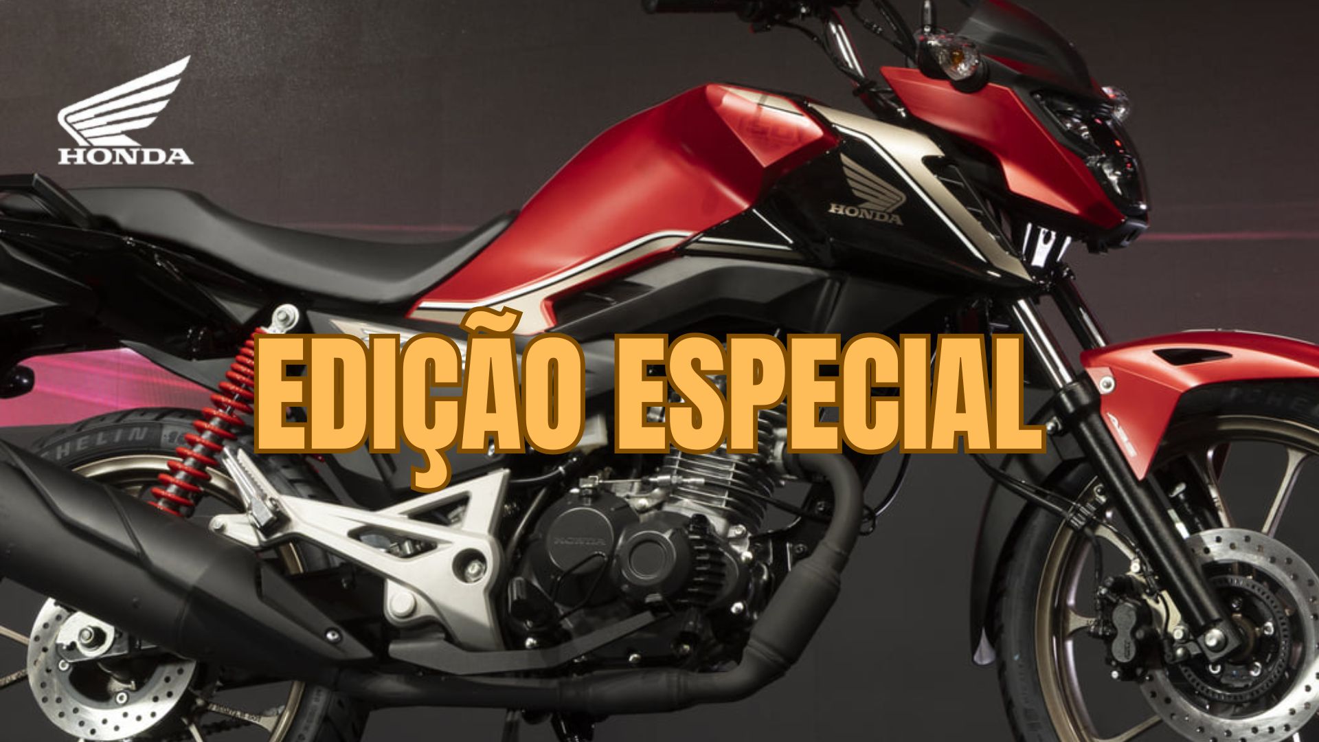 Honda CG 160 Titan Special Edition 2026 edição 50 anos com pintura retrô dourada e iluminação LED.