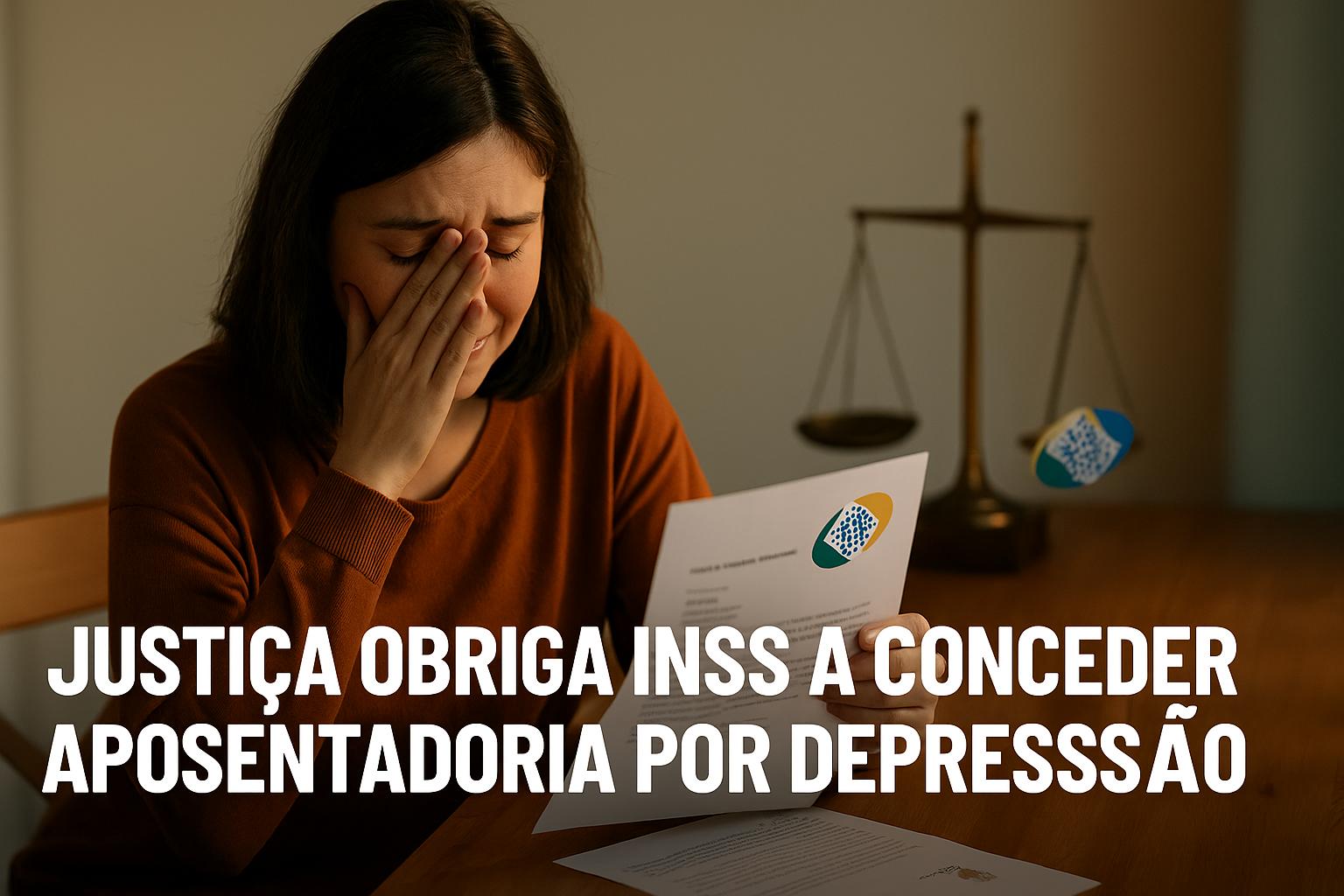 Justiça Federal determina que o INSS conceda aposentadoria por invalidez a mulher com depressão; decisão reconhece que a doença causa incapacidade total para o trabalho