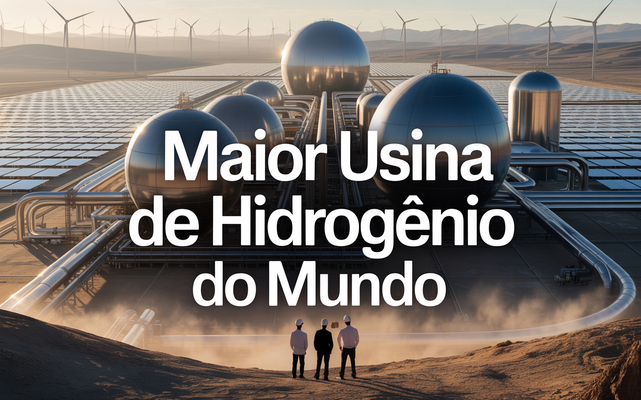 Projeto de US$ 8,4 bilhões está construindo a maior usina de hidrogênio verde do mundo, com capacidade para produzir 600 toneladas por dia e abastecer cidades inteiras com energia limpa em escala industrial