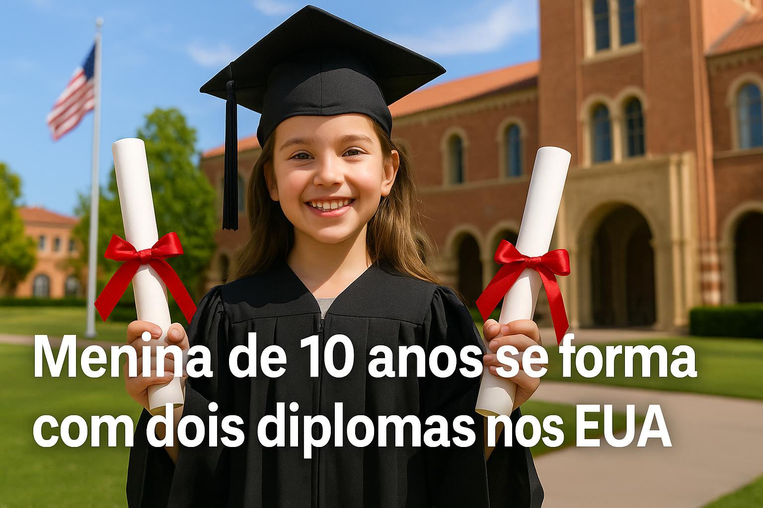 Com apenas 10 anos, garota prodígio da Califórnia se forma em faculdade com dois diplomas e quebra recorde histórico