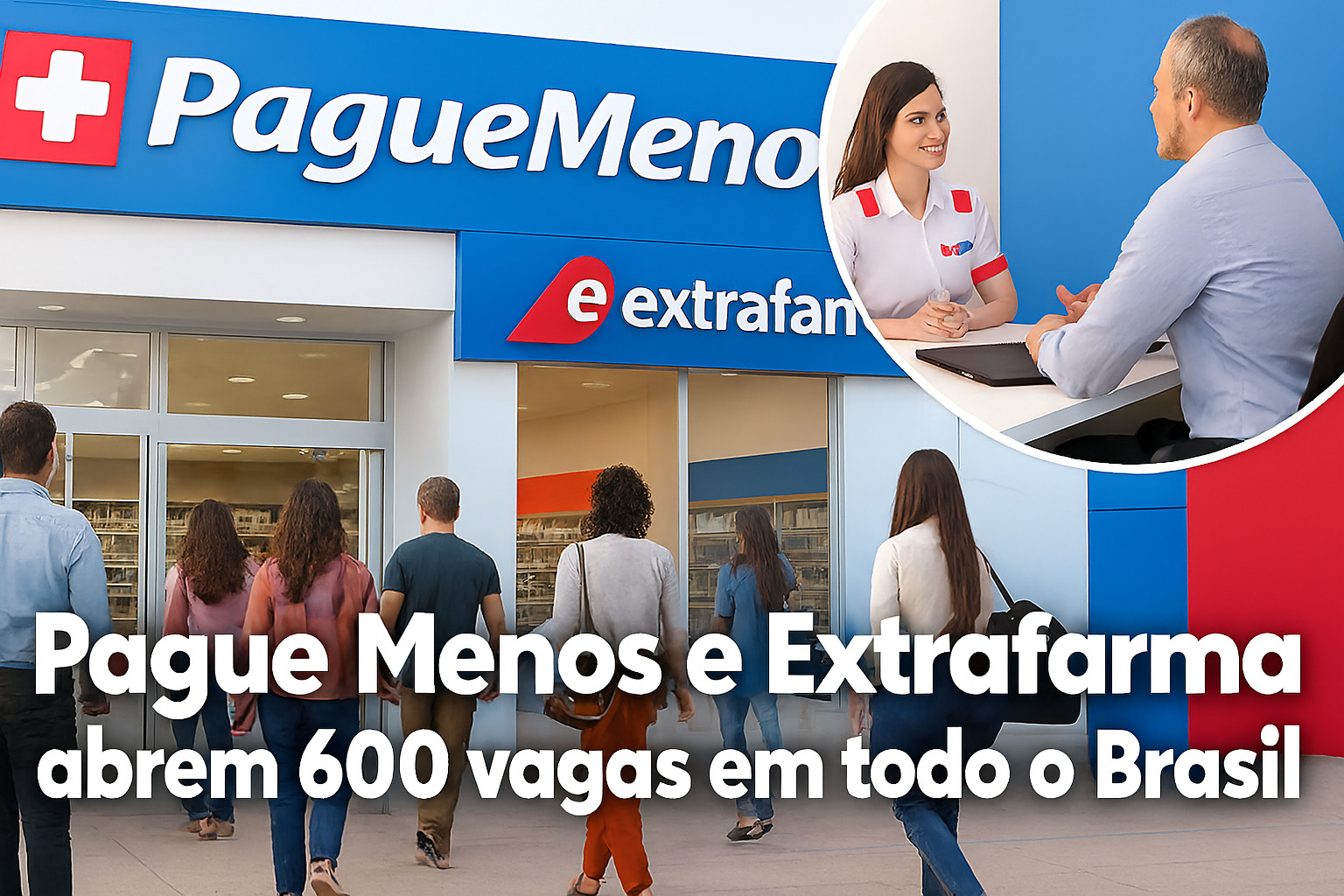Processo seletivo aberto para quem possui ensino médio, técnico e superior: Rede de Farmácias Pague Menos e Extrafarma oferecem mais de 600 vagas de emprego com salários de até R$ 6 mil + benefícios em todo o Brasil