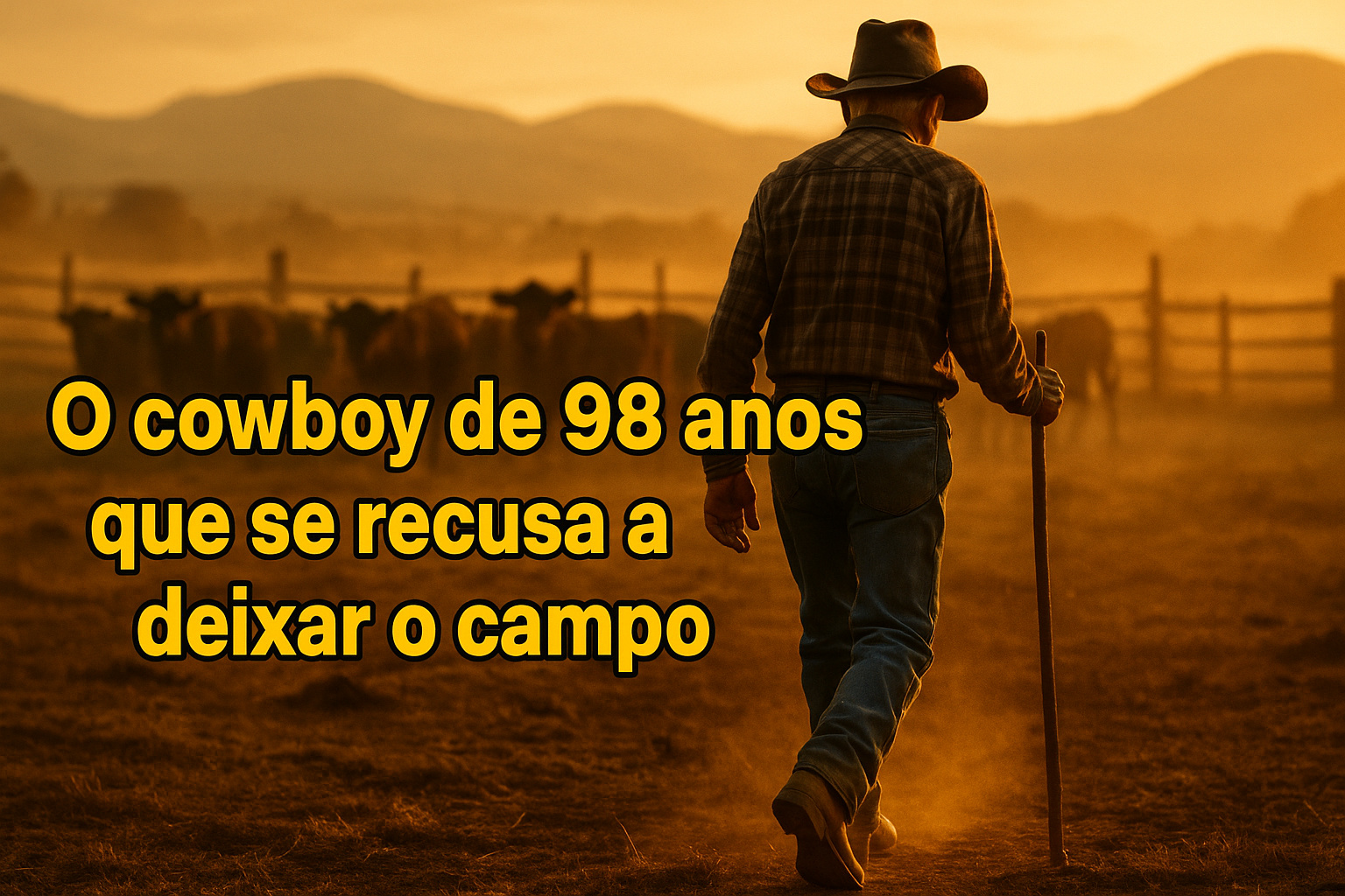 Aos 98 anos, o cowboy que se recusa a deixar o campo segue cuidando do gado e vira exemplo extremo de longevidade no interior dos Estados Unidos