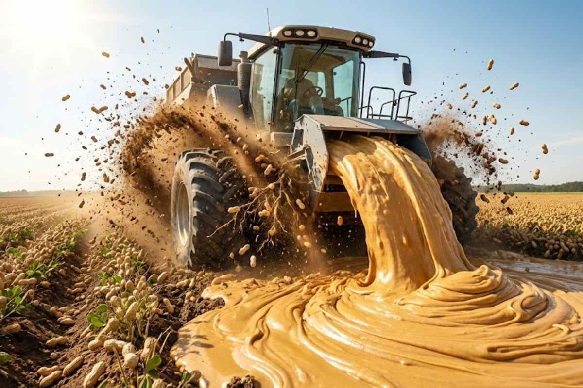 Veja como a colheita de amendoim com máquinas gigantes transforma a lavoura de amendoim em toneladas de amendoim para virar manteiga de amendoim cremosa.