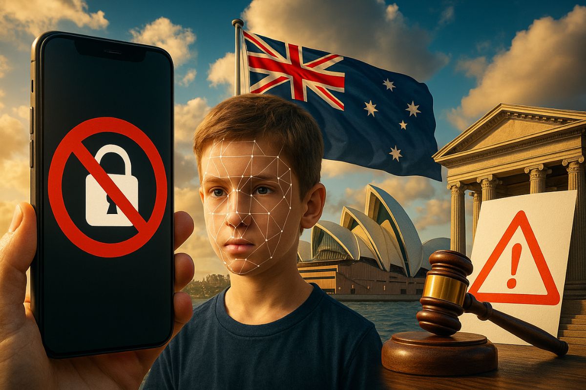 Austrália proíbe redes sociais para menores de 16 com verificação obrigatória de idade, multas milionárias e regras rígidas. Entenda o impacto para crianças e para o mundo digital.