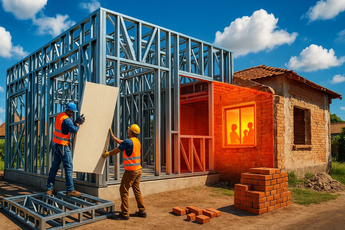 A casa de aço em Steel Frame ganha espaço no Brasil com steelframe em construção a seco, usando estrutura de aço galvanizado para entregar obra rápida, limpa e com desempenho superior ao da alvenaria tradicional.