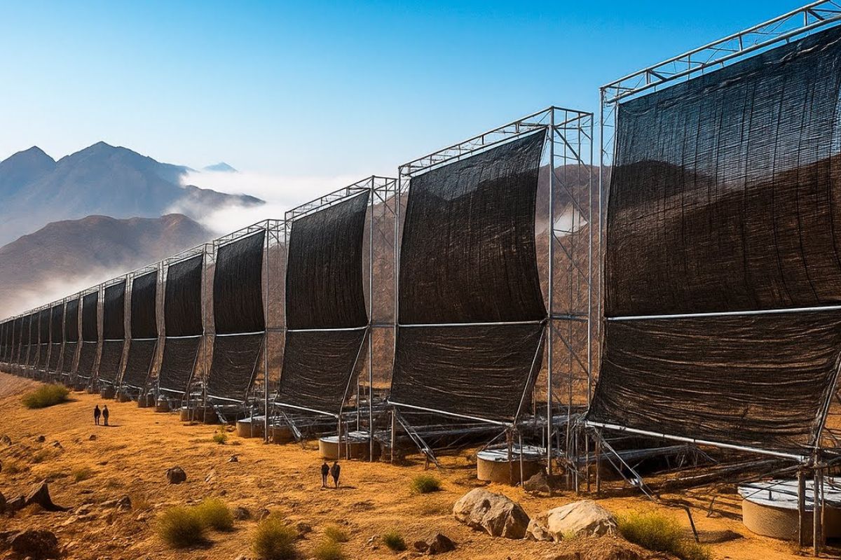 Com redes que colhem 36 mil litros de água do nevoeiro por dia e uma muralha verde de 30 milhões de hectares.