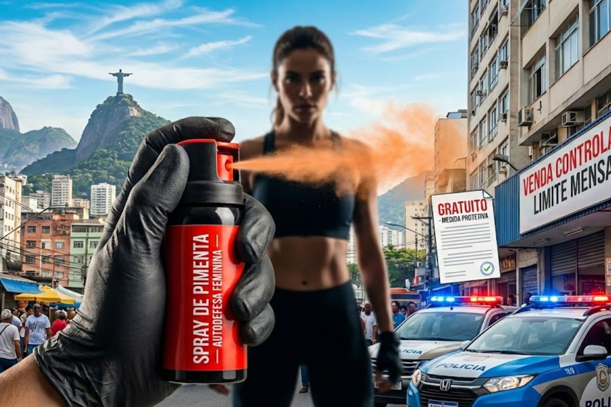 Spray de pimenta liberado no RJ: lei de Castro autoriza uso civil com venda em farmácias, limite mensal, concentração controlada e gratuidade para mulheres com medida protetiva.