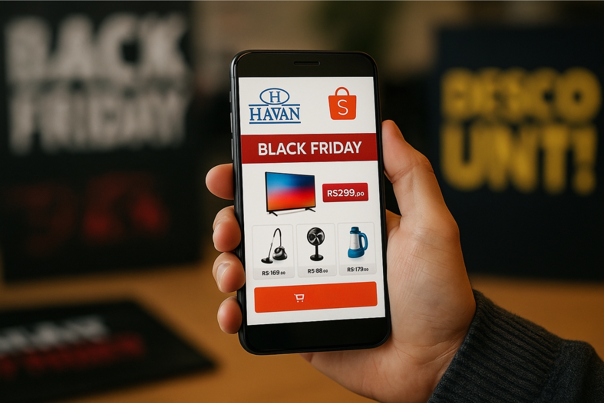 Com páginas falsas da Havan e Shopee espalhadas pela Black Friday, consumidores brasileiros enfrentam golpes com descontos irreais, pagamento via PIX e sites que imitam cada detalhe das lojas originais