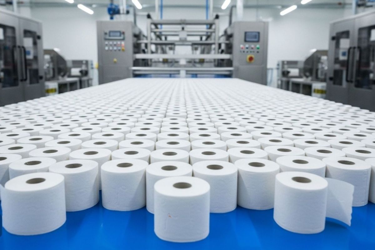 Veja como o papel higiênico nasce da celulose de eucalipto em um processo industrial que transforma troncos em rolo macio, com máquinas gigantes trabalhando em alta velocidade.