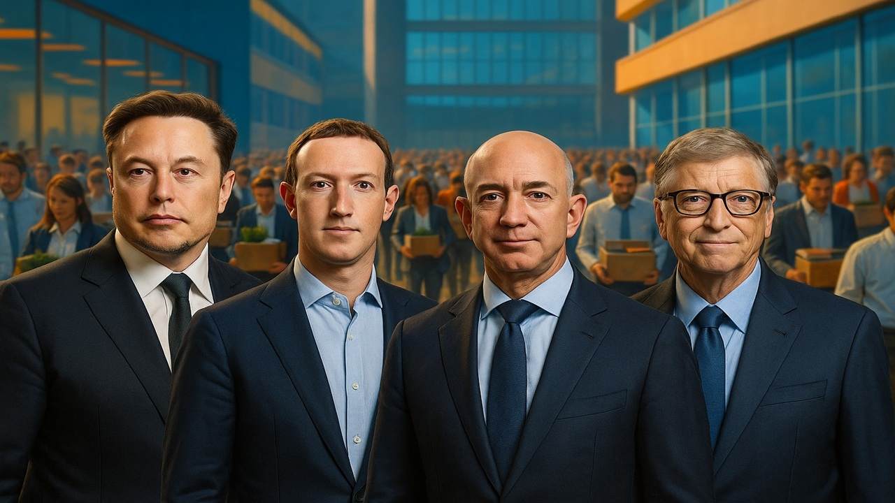 Executivos como Elon Musk e Jeff Bezos acumulam riqueza enquanto empresas de tecnologia promovem demissões em massa