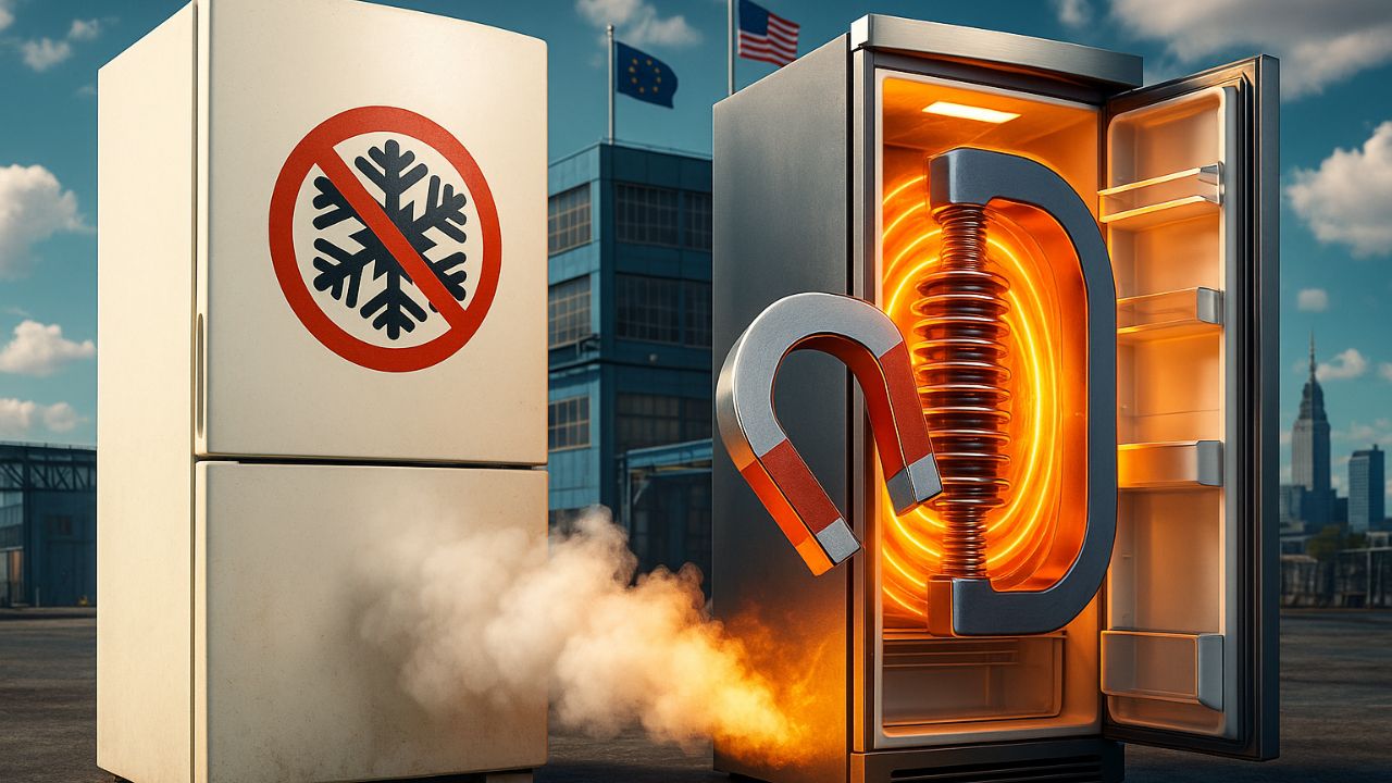 Geladeiras sem gás chegam ao mercado resfriamento magnetocalórico usa ímãs, elimina HFCs, aumenta eficiência e promete competir com sistemas tradicionais enquanto EUA e Europa (1)