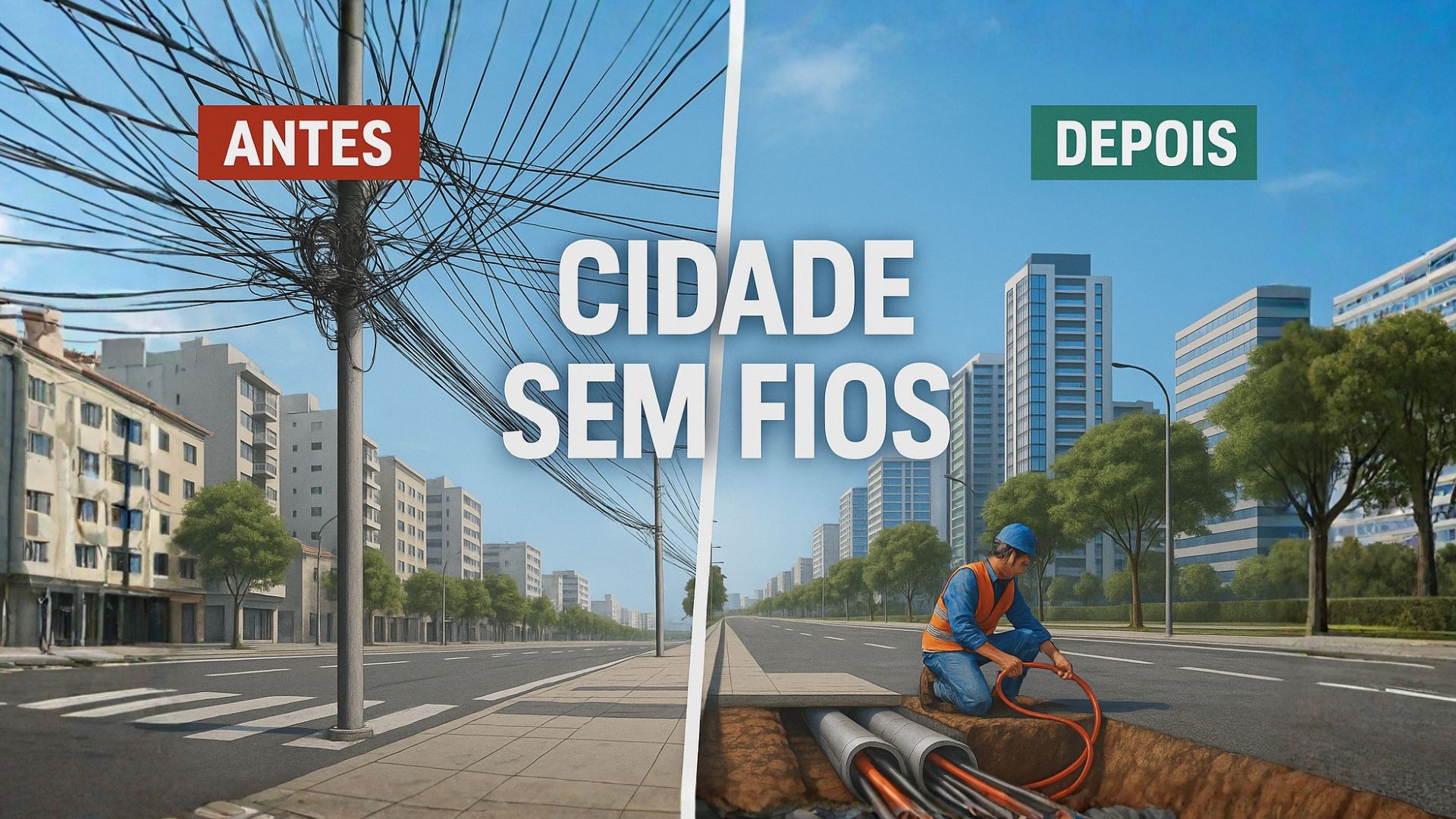 Guarujá enterra toda a fiação elétrica e de telecomunicações para modernizar o espaço urbano, reduzir riscos e eliminar a poluição visual.