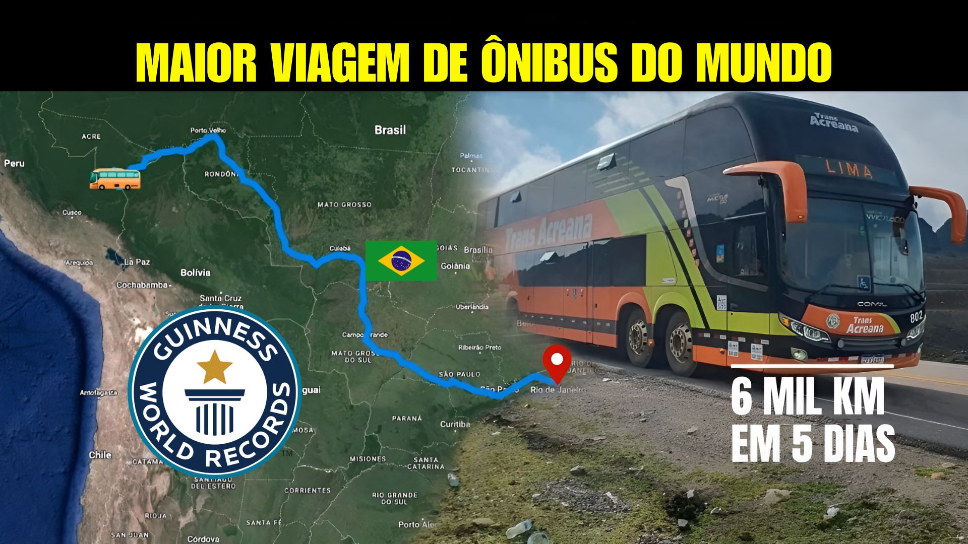 Rota de ônibus mais longa do mundo liga Rio de Janeiro a Lima em mais de 6 mil km, atravessando Brasil e Peru em viagem de cinco dias.