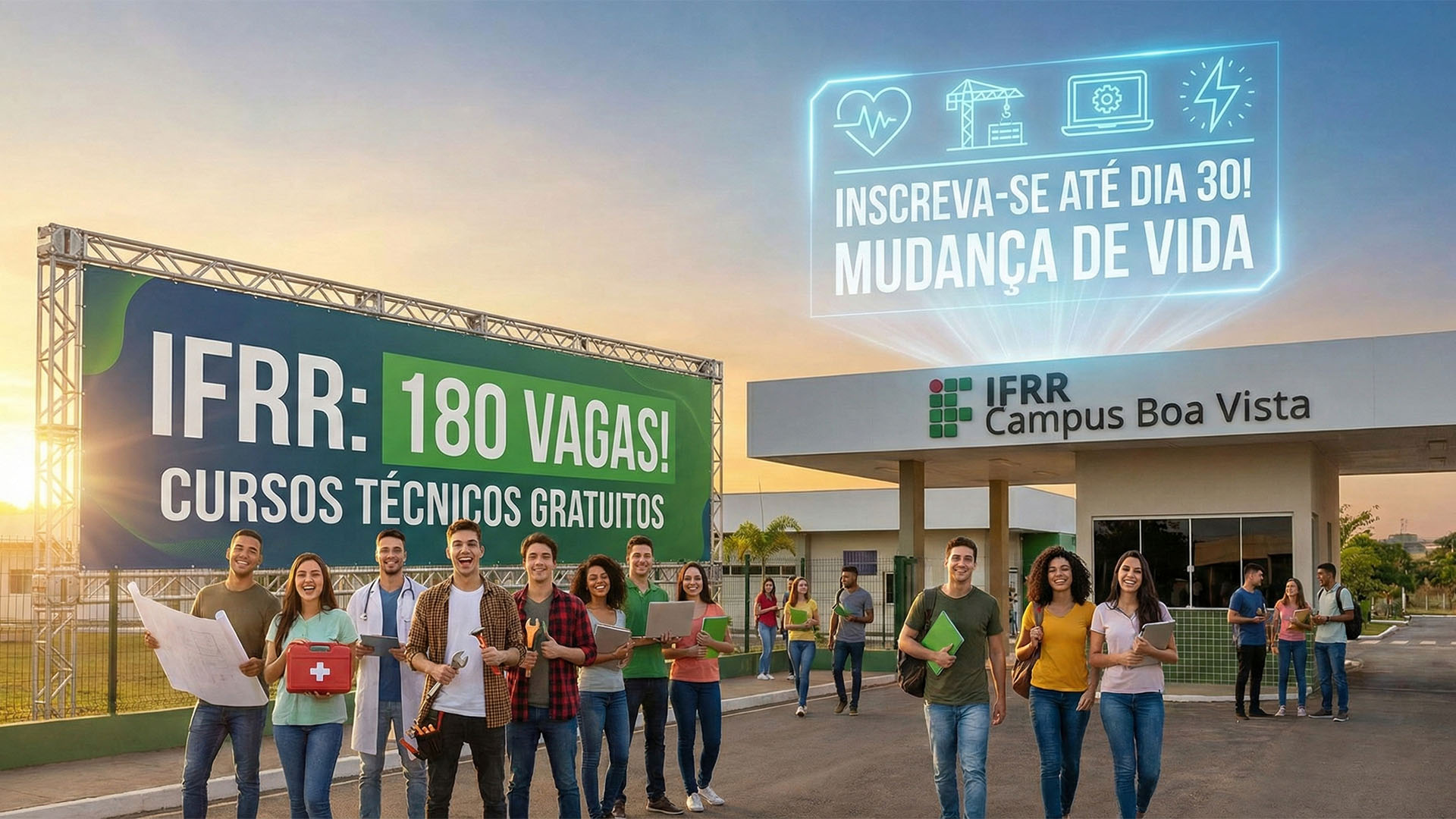 Instituto Federal abre 180 vagas em cursos técnicos gratuitos em Eletrotécnica, Enfermagem, Análises Clínicas, Edificações e Informática, em Roraima