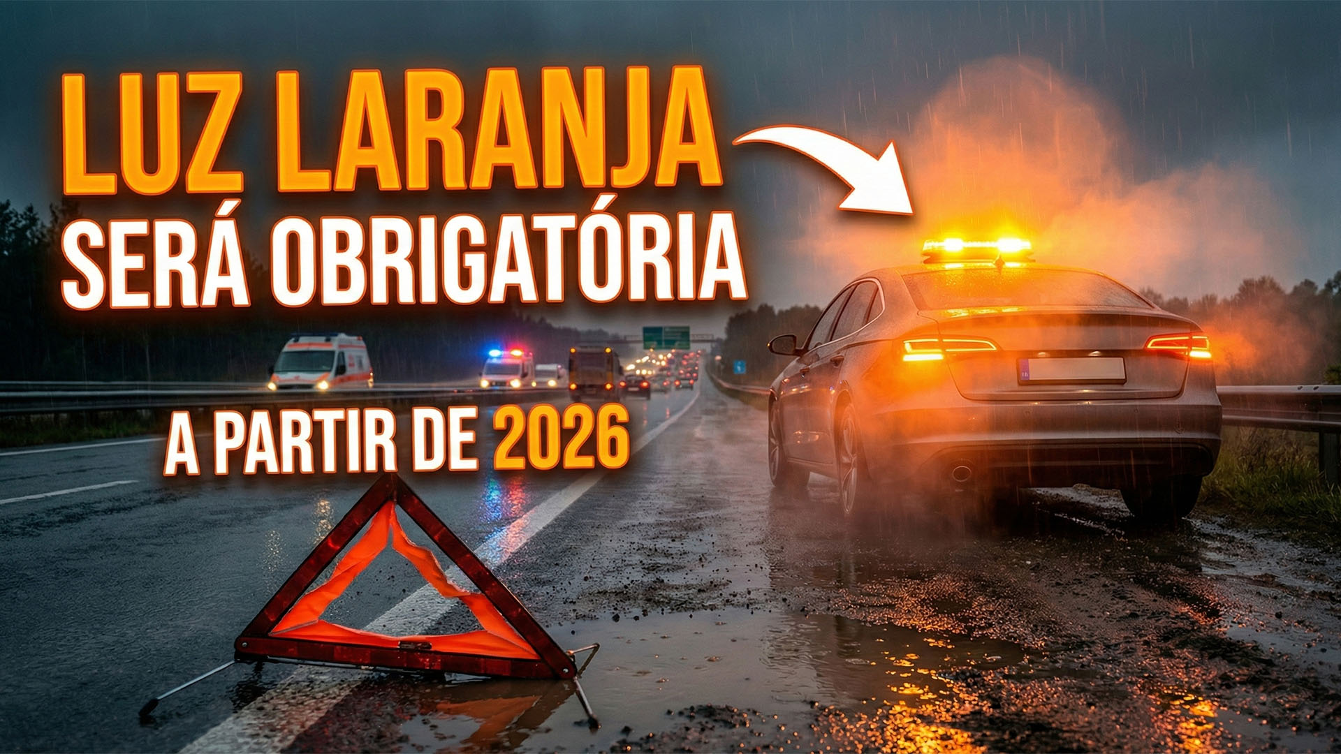 Nova luz laranja de emergência será obrigatória em 2026, substituindo o triângulo de sinalização, para situações de pane em vias expressas e autoestradas na Espanha