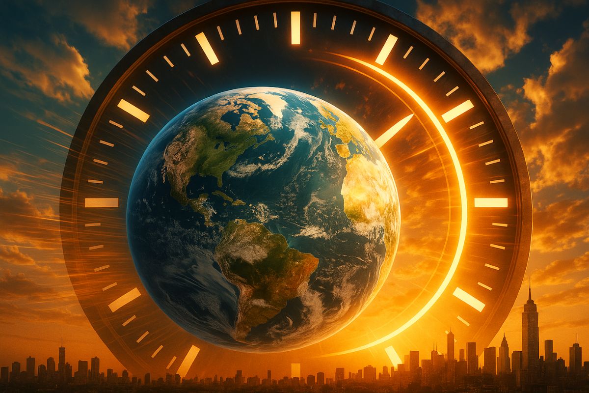 rotação da Terra em desaceleração da rotação indica futuro com dias de 25 horas, ligado ao núcleo interno da Terra e à interação gravitacional com a Lua.