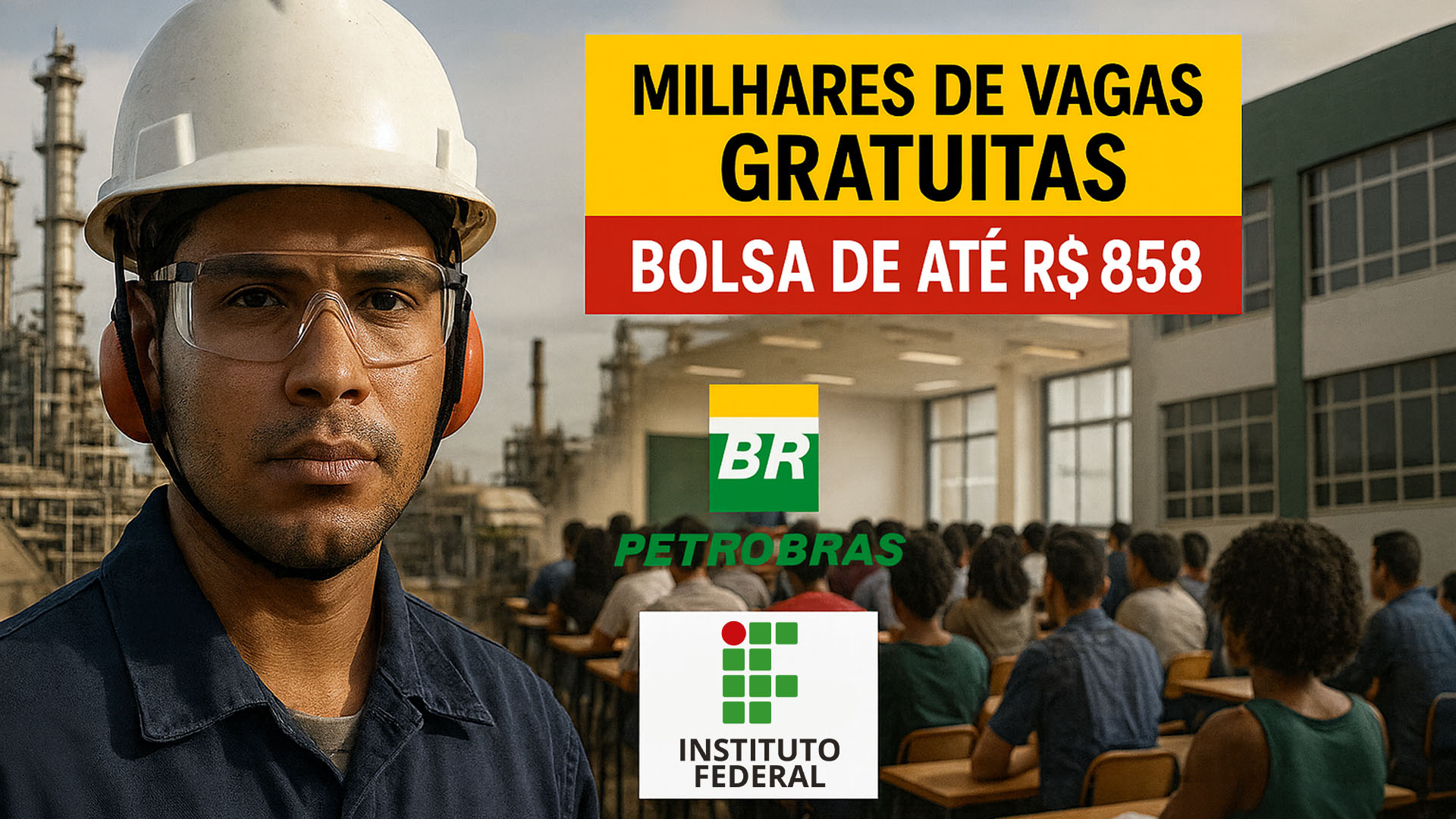 Petrobras e IFs oferece cursos gratuitos com bolsa de até R$ 858 para Técnicos em Segurança do Trabalho, Eletrotécnica, Soldagem, Planejamento e Controle da Produção, Automação Industrial, entre outros