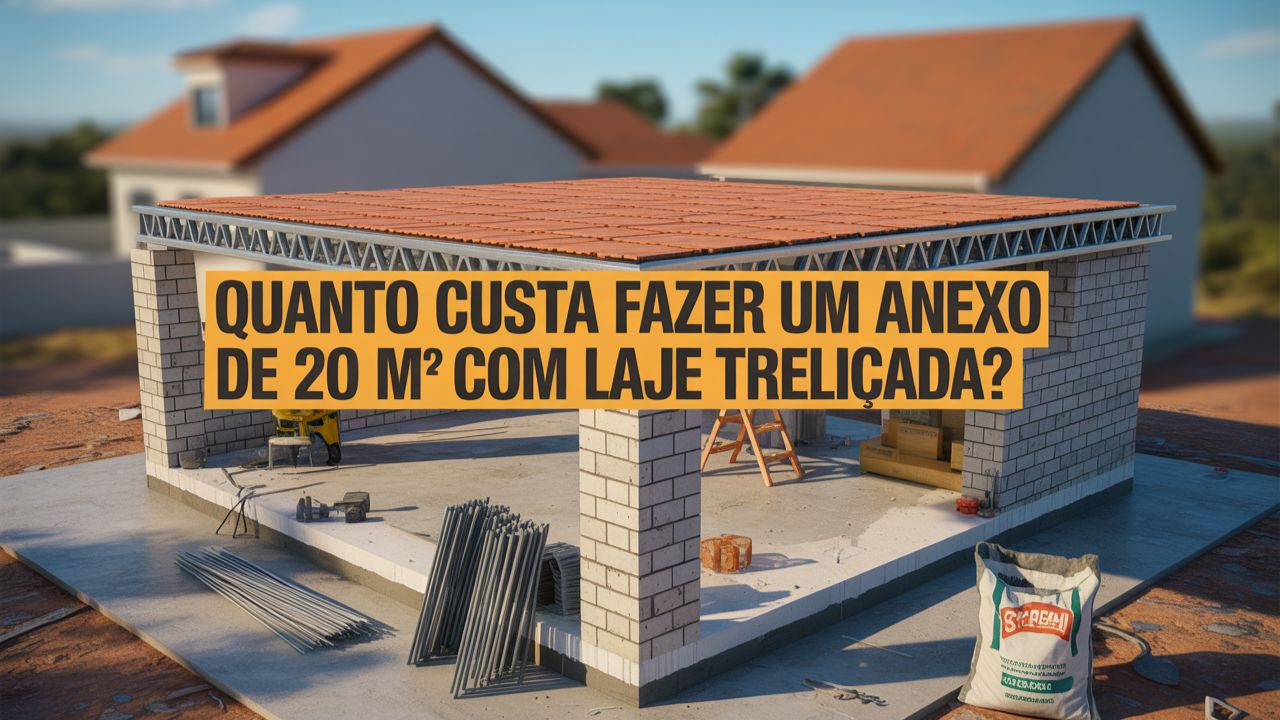 Quanto custa fazer um anexo de 20 m² com laje treliçada — o sistema que está aposentando as lajes maciças nas pequenas obras