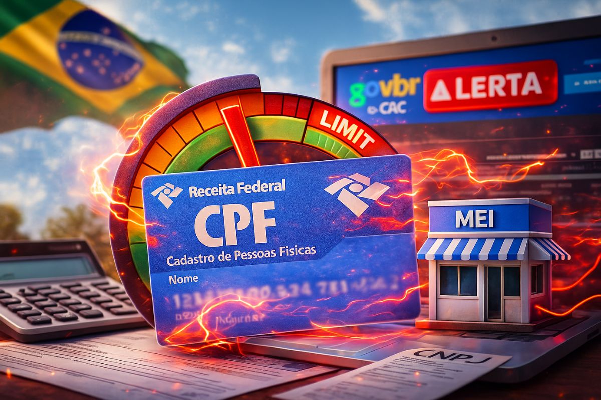 Receita Federal alerta que a renda no CPF pode somar no limite do MEI e afetar o faturamento declarado, levando a desenquadramento quando o limite do MEI é ultrapassado.