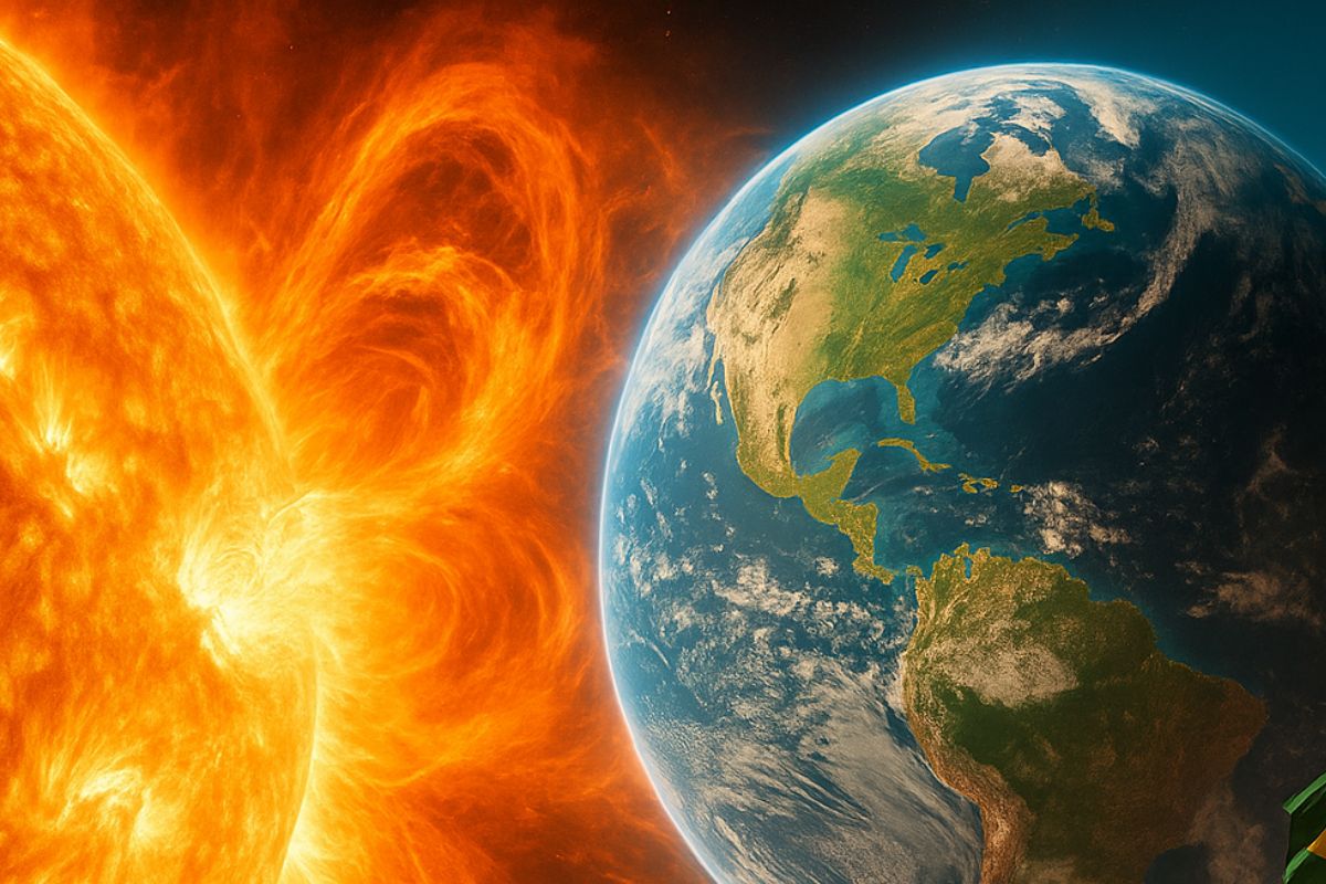 Explosões solares indicam atividade solar elevada, causam apagão de rádio, têm ejeção de massa coronal e podem gerar tempestades geomagnéticas.