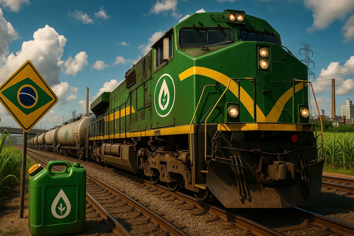 testes indicam que o trem movido a etanol pode reduzir o uso de diesel em locomotivas sem perda de desempenho, com etanol disponível em corredores-chave.