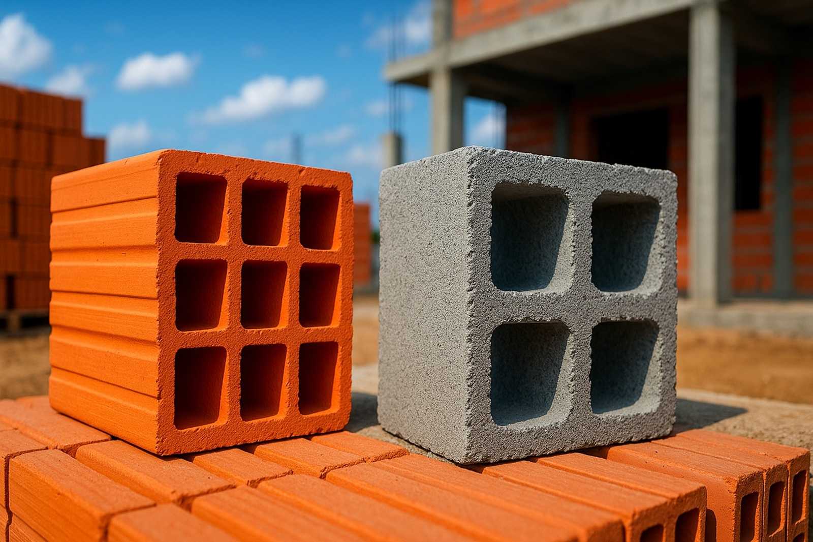Descubra diferenças entre blocos cerâmicos e de concreto e veja qual material oferece melhor conforto, custo-benefício e desempenho estrutural na obra