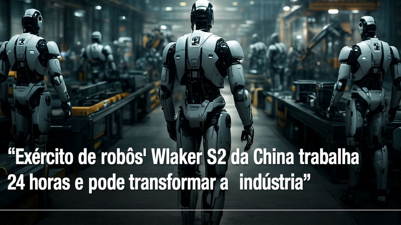 China revela robôs Wlaker S2 humanoides que trabalham 24h e prometem revolucionar a tecnologia industrial com precisão e força.