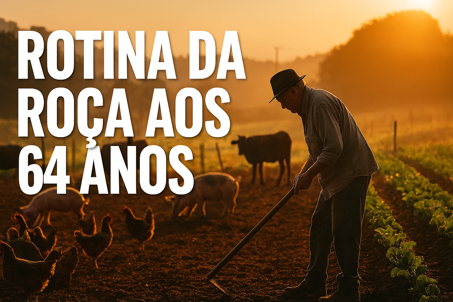 Aos 64 anos, agricultor acorda antes do sol para cuidar de 200 galinhas, dezenas de porcos, vacas e plantações transforma a rotina simples da roça em um retrato raro de trabalho, família e tradição