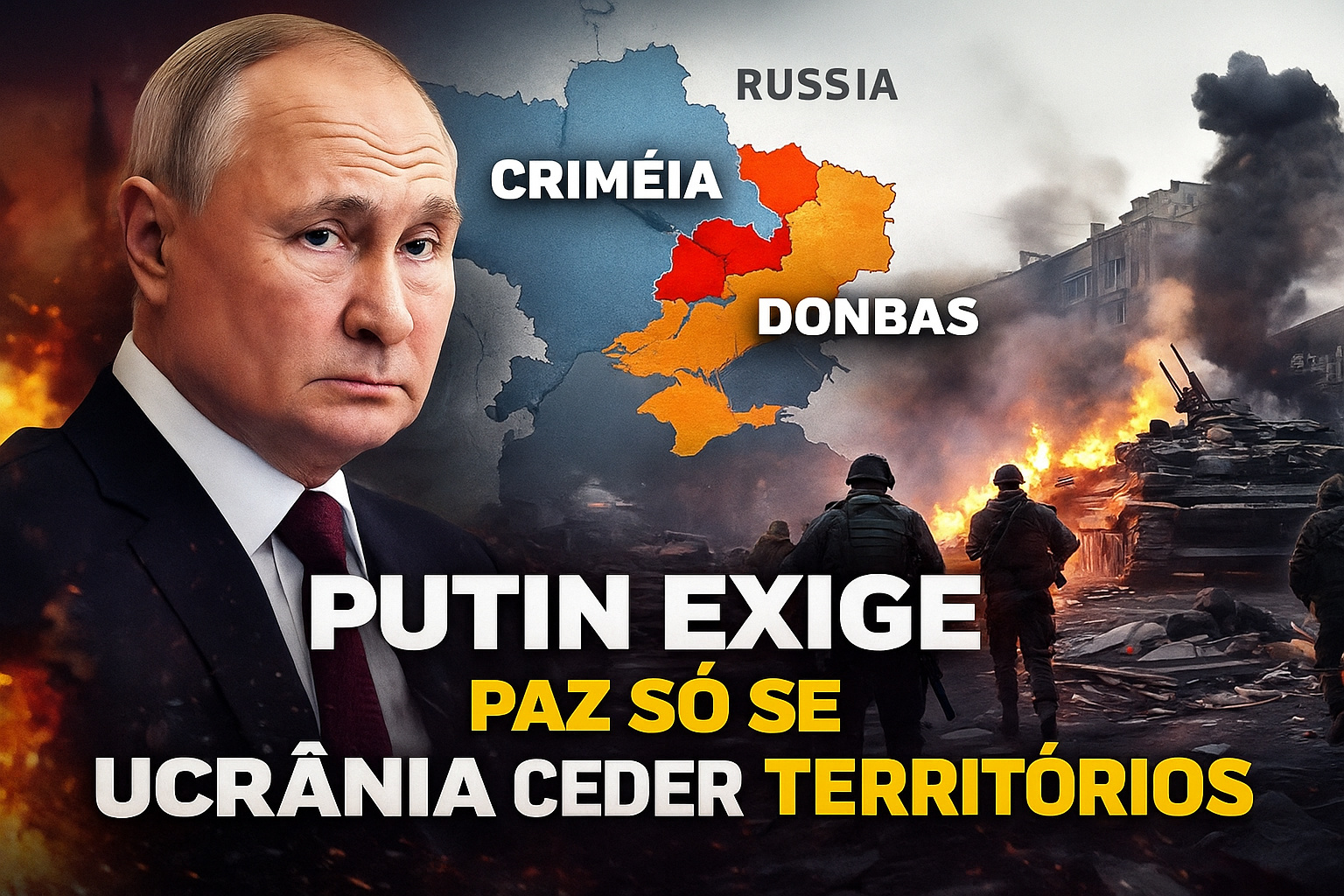 Putin Eleva Tensão na Geopolítica e Impõe Condições Duras: Rússia só Aceita Paz se Ucrânia Ceder Territórios