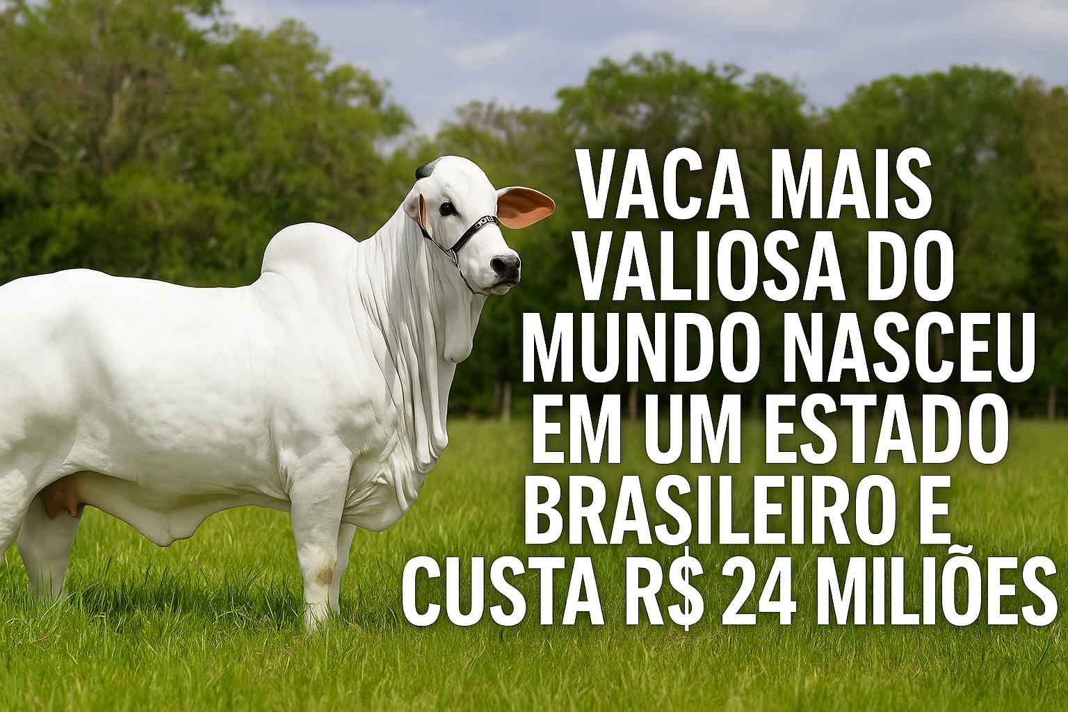 Avaliada em R$ 24 milhões, a vaca mais valiosa do mundo nasceu em um estado brasileiro e vive sob protocolo de cuidados intensivos