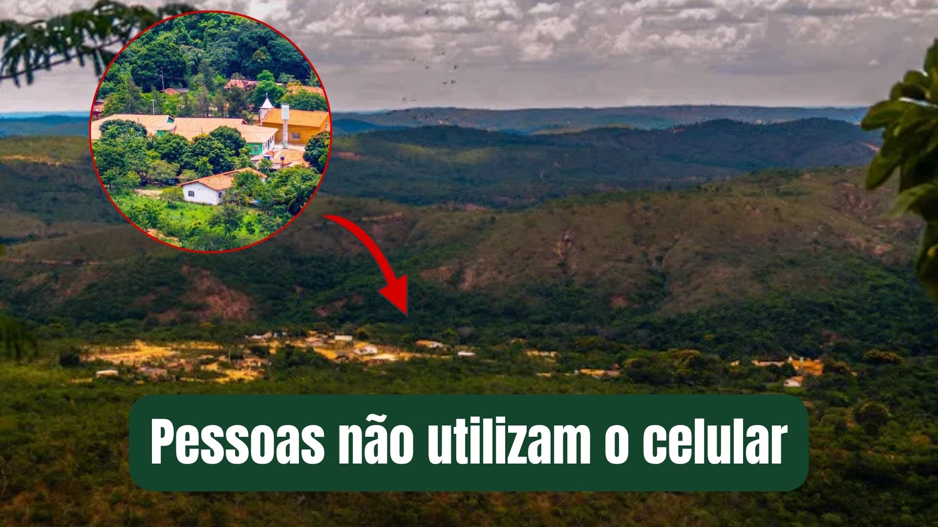 Vila isolada nas montanhas de Minas Gerais, acessível apenas a cavalo ou a pé, rodeada por natureza.